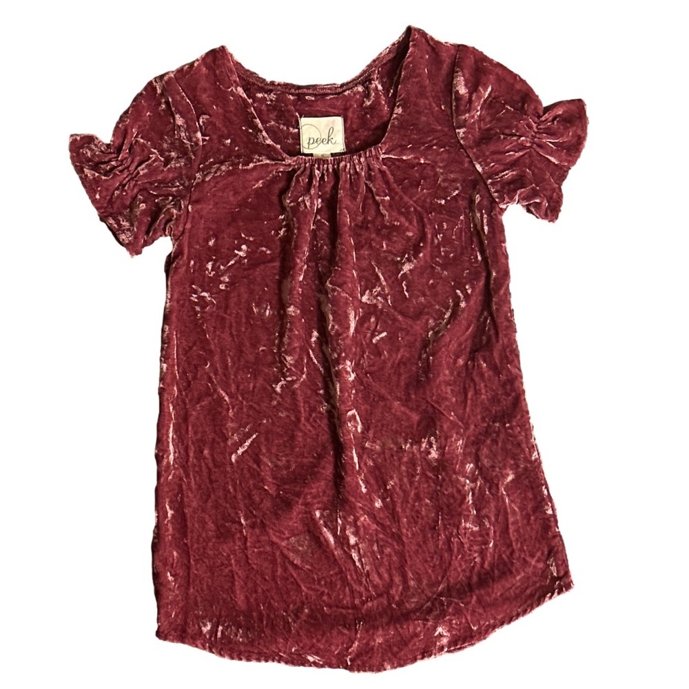 Peek Kids Burgundy Velvet Dress S 4-5